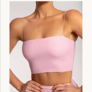 Meshki Yvonne Shimmer Crop Top - baby pink NWOT